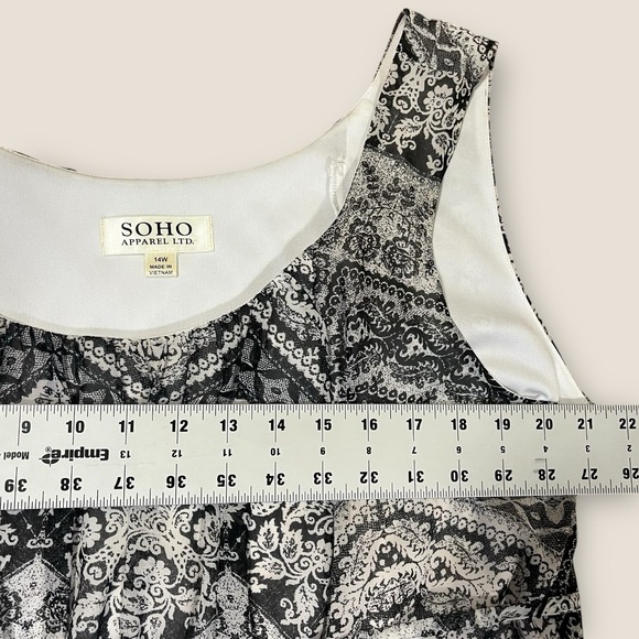 NWOT Soho Apparel Women's Whimsigoth Maxi Dress Black White Dark Floral Size 14W - Picture 5 of 7